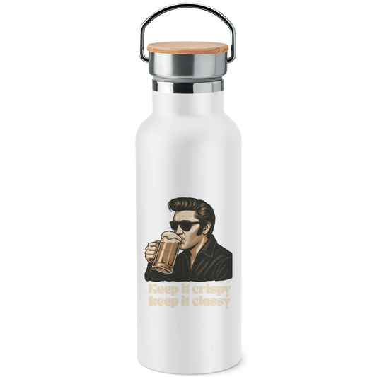 Edelstahl-Trinkflasche mit Bambusdeckel Elvis